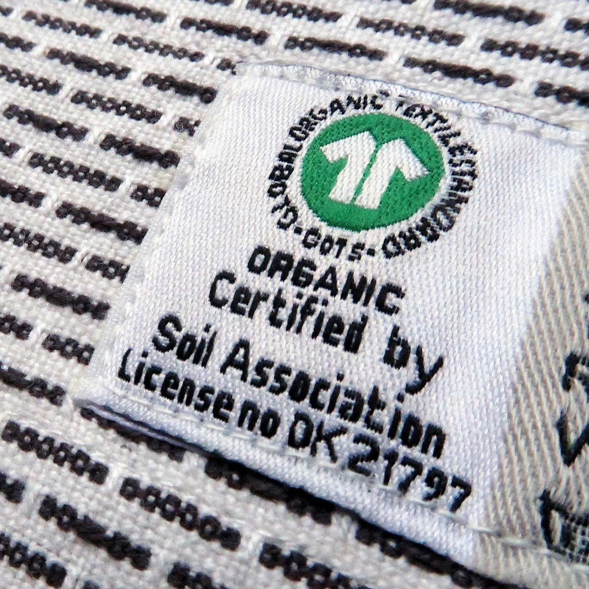 Close up of GOTS label