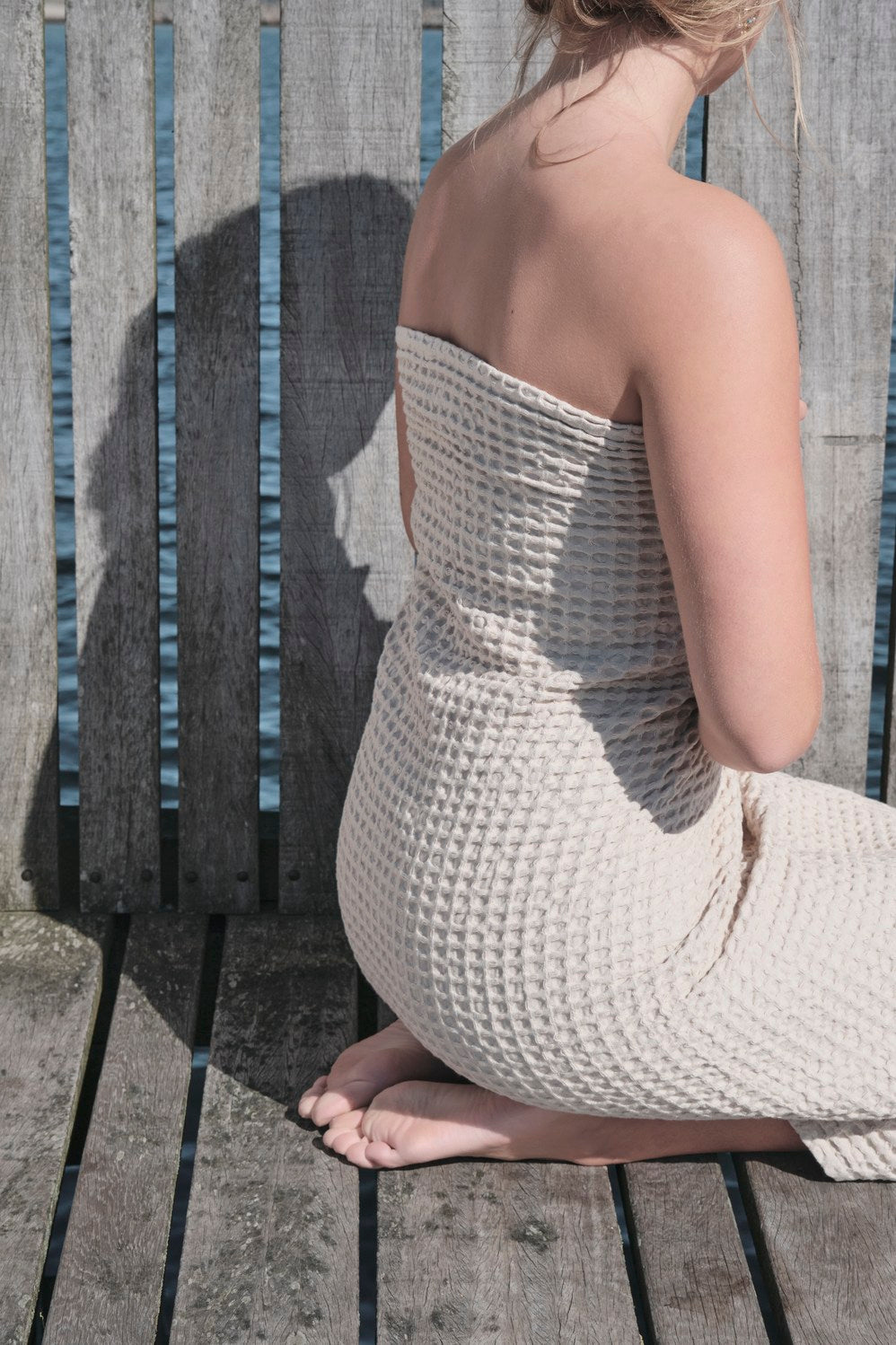 Vaffel badelagen og tæppe