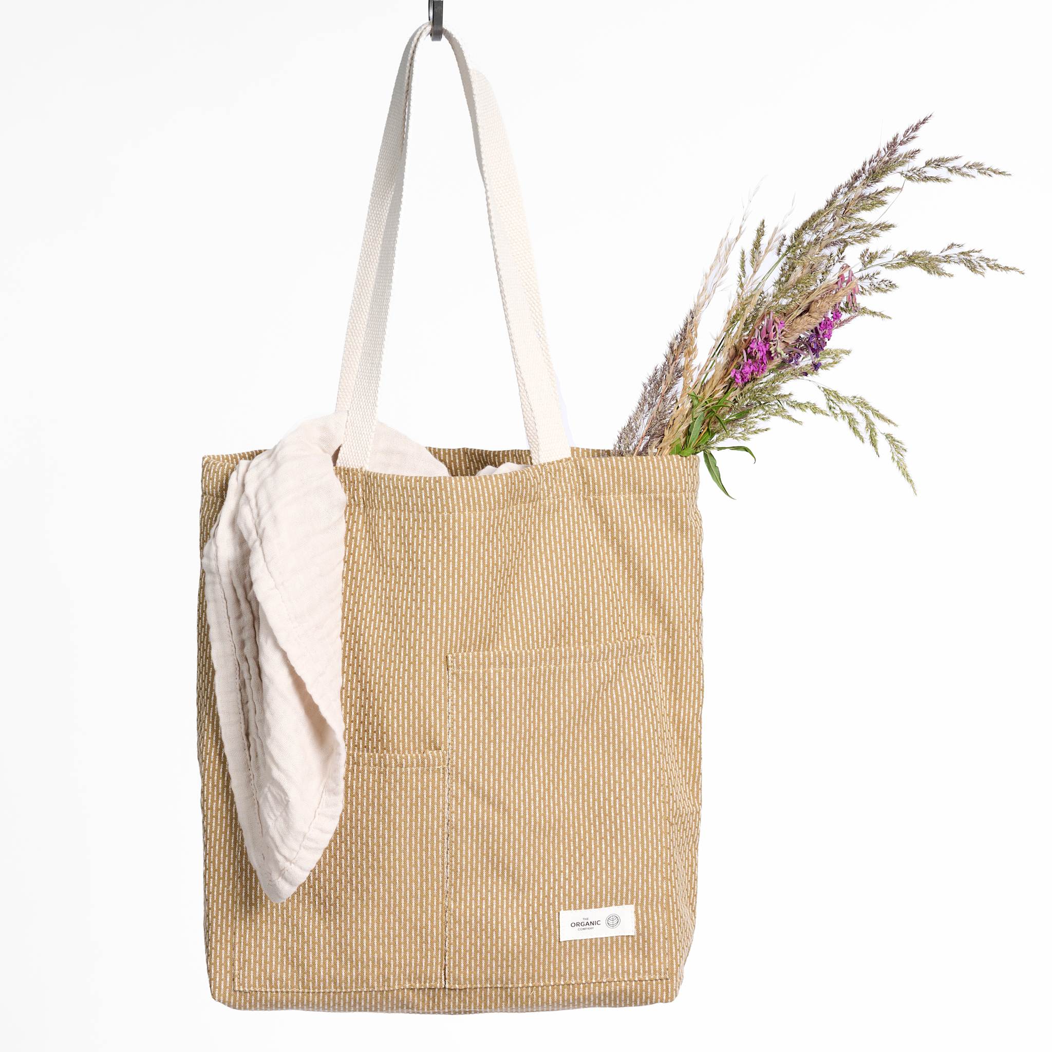 Piqué skulder taske - Khaki / Lys Beige