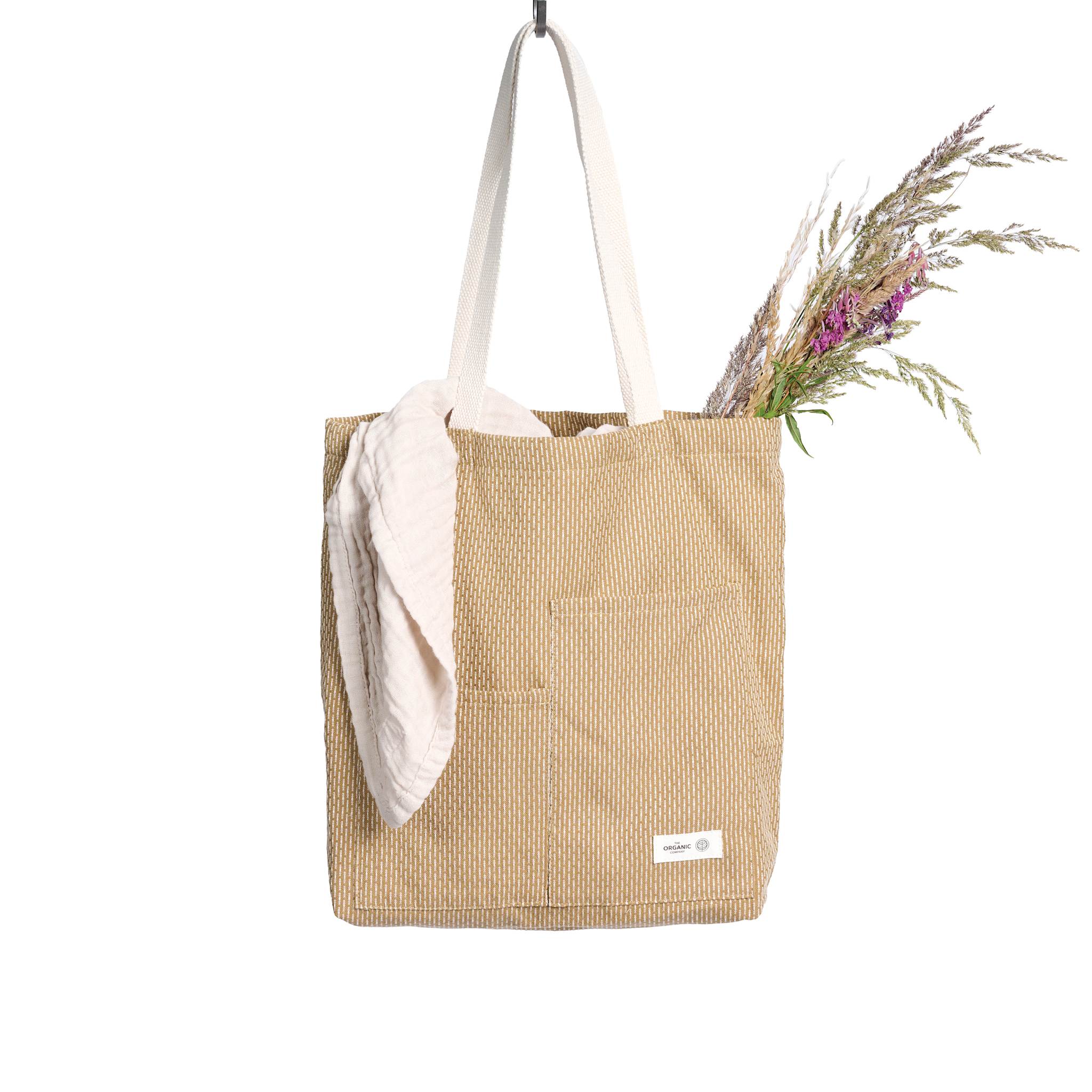 Piqué skulder taske - Khaki / Lys Beige