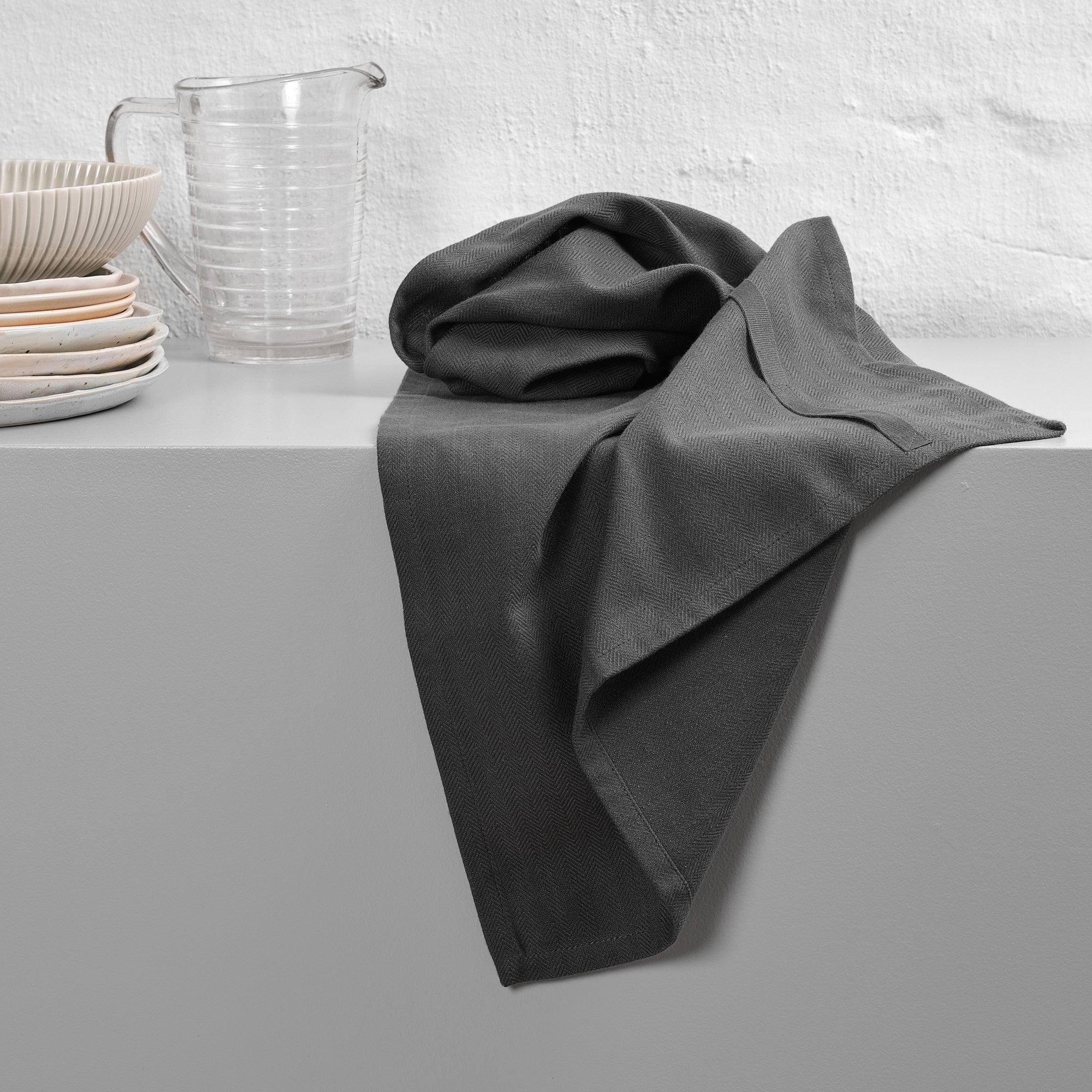 The Organic Company Kitchen Towel Herringbone 110 Dark grey