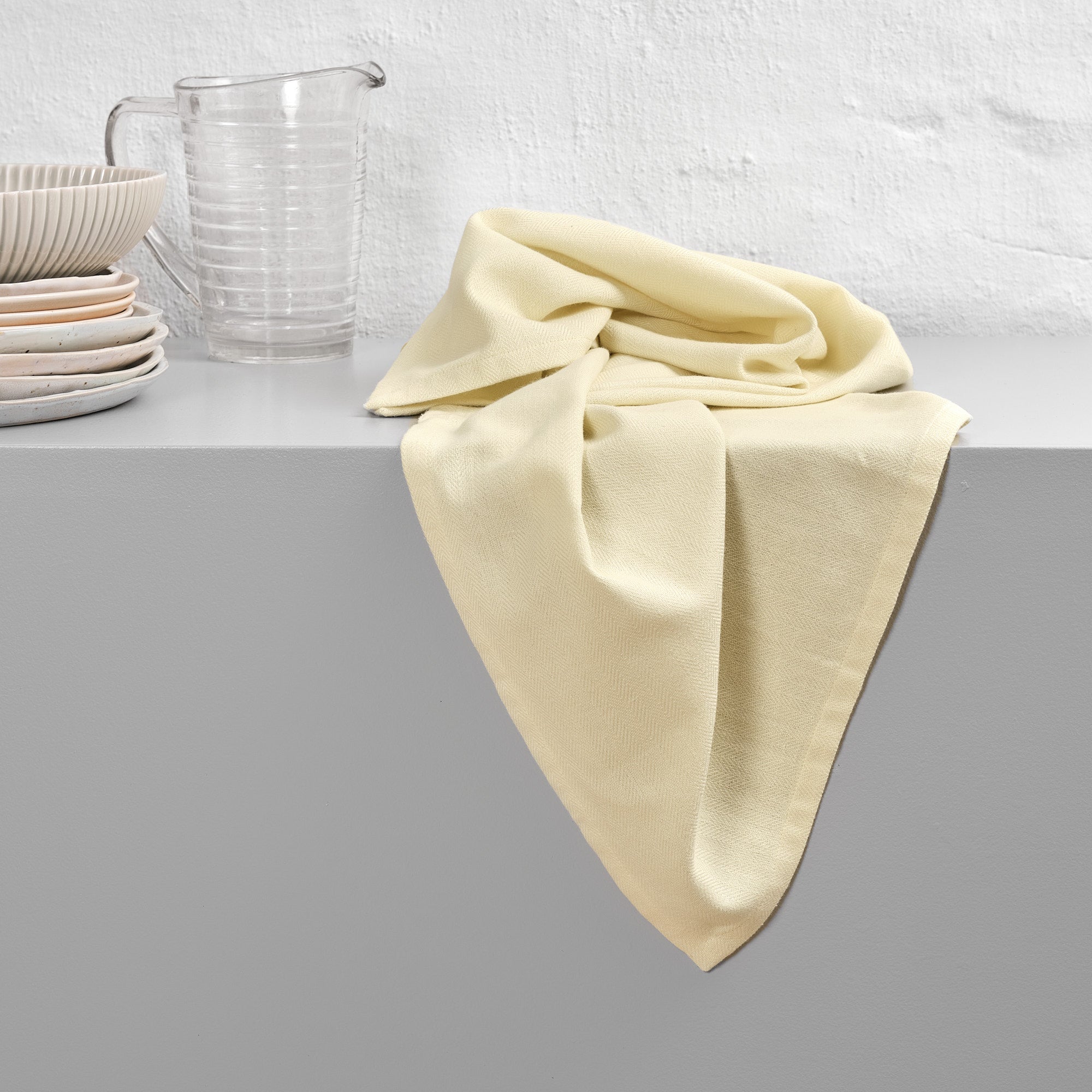 The Organic Company Kitchen Towel Herringbone 210 Pale yellow