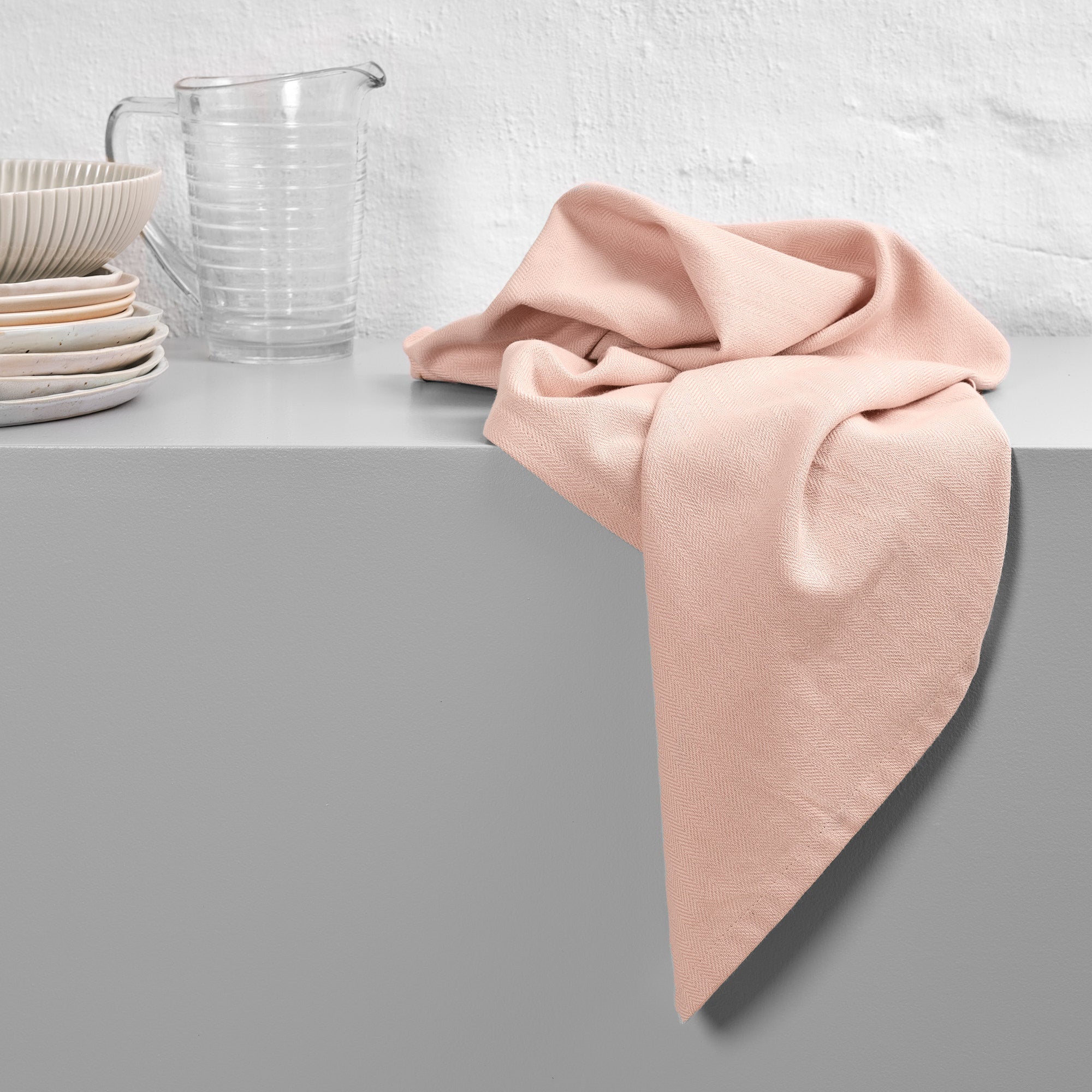 The Organic Company Kitchen Towel Herringbone 331 Pale rose