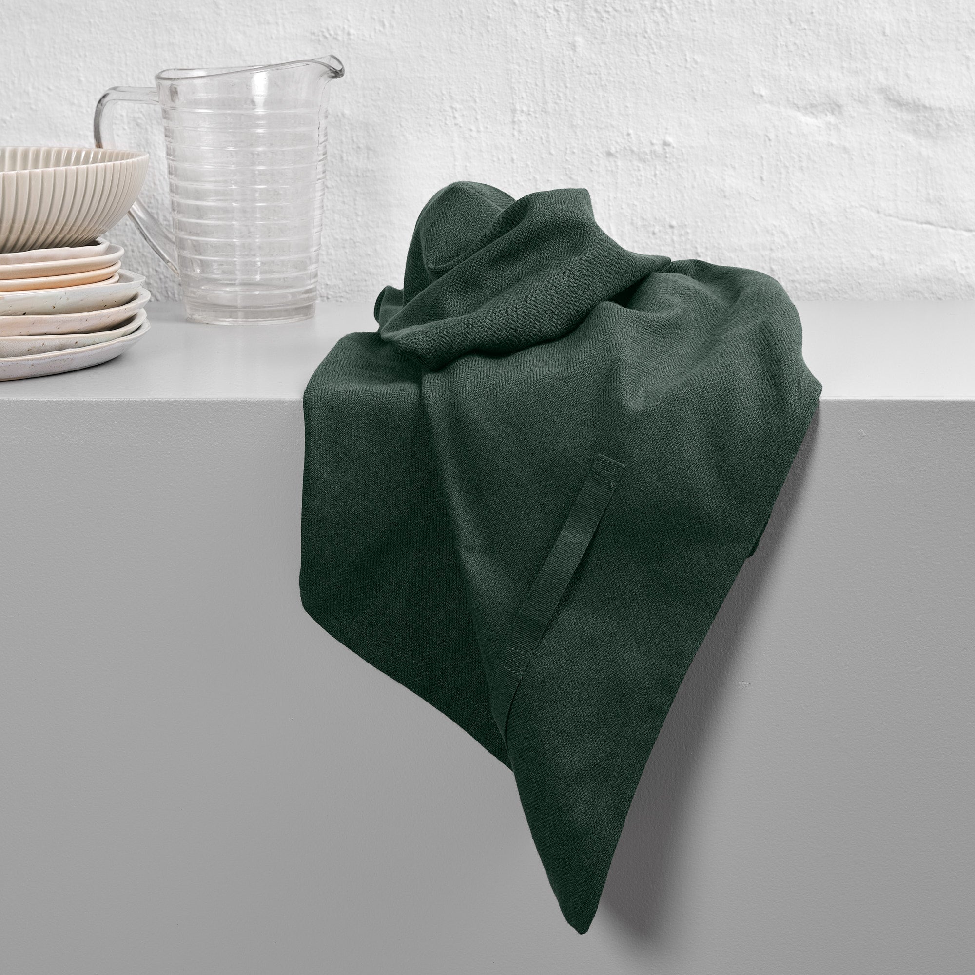 The Organic Company Kitchen Towel Herringbone 400 Dark green