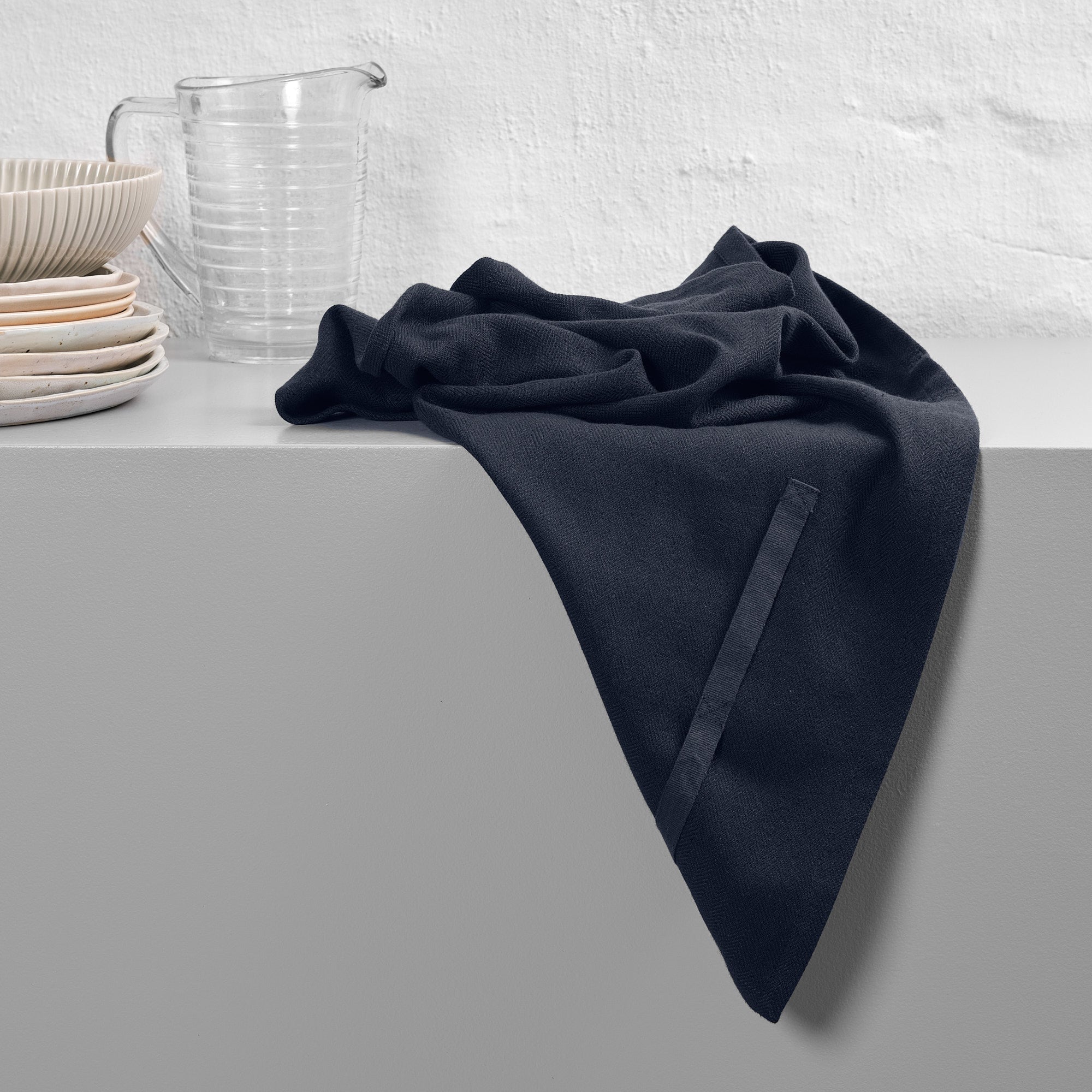 The Organic Company Kitchen Towel Herringbone 500 Dark blue