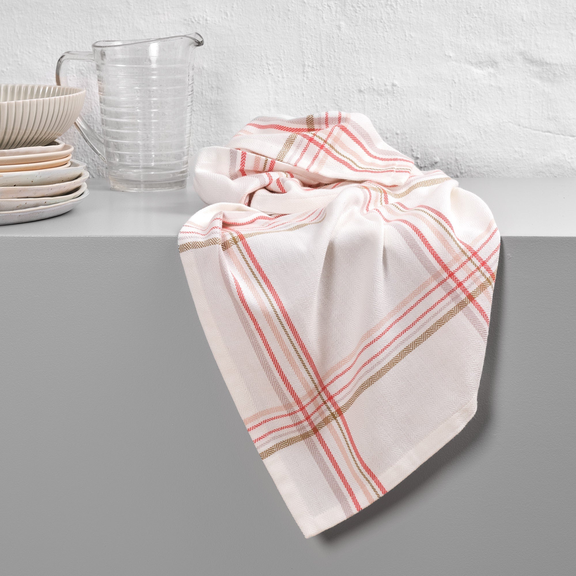 The Organic Company Kitchen Towel Herringbone 802 Floral check
