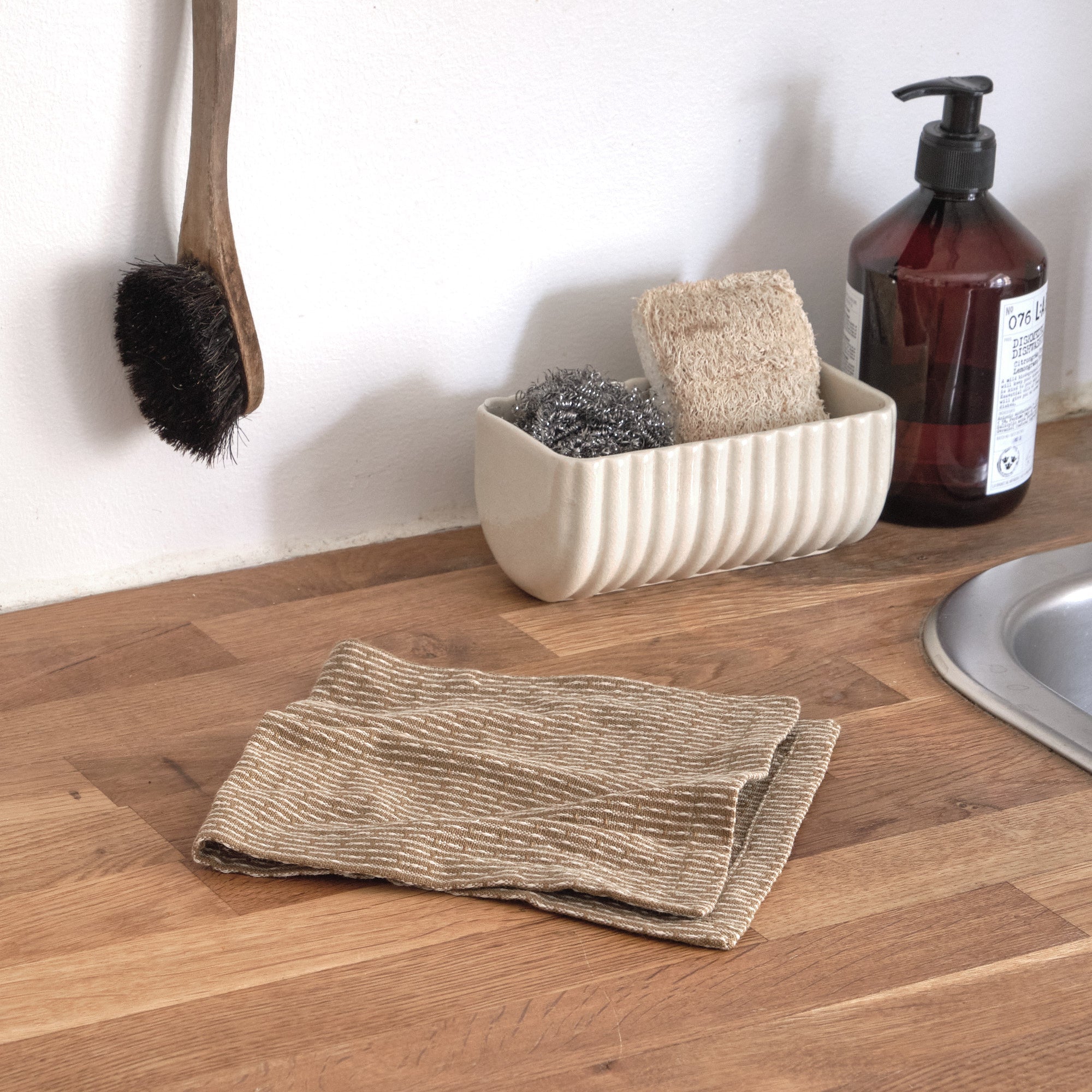 The Organic Company Urban kitchen cloth m (3 pack) Piqué 216 Khaki stone