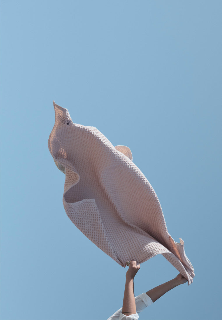 Vaffel badelagen og tæppe