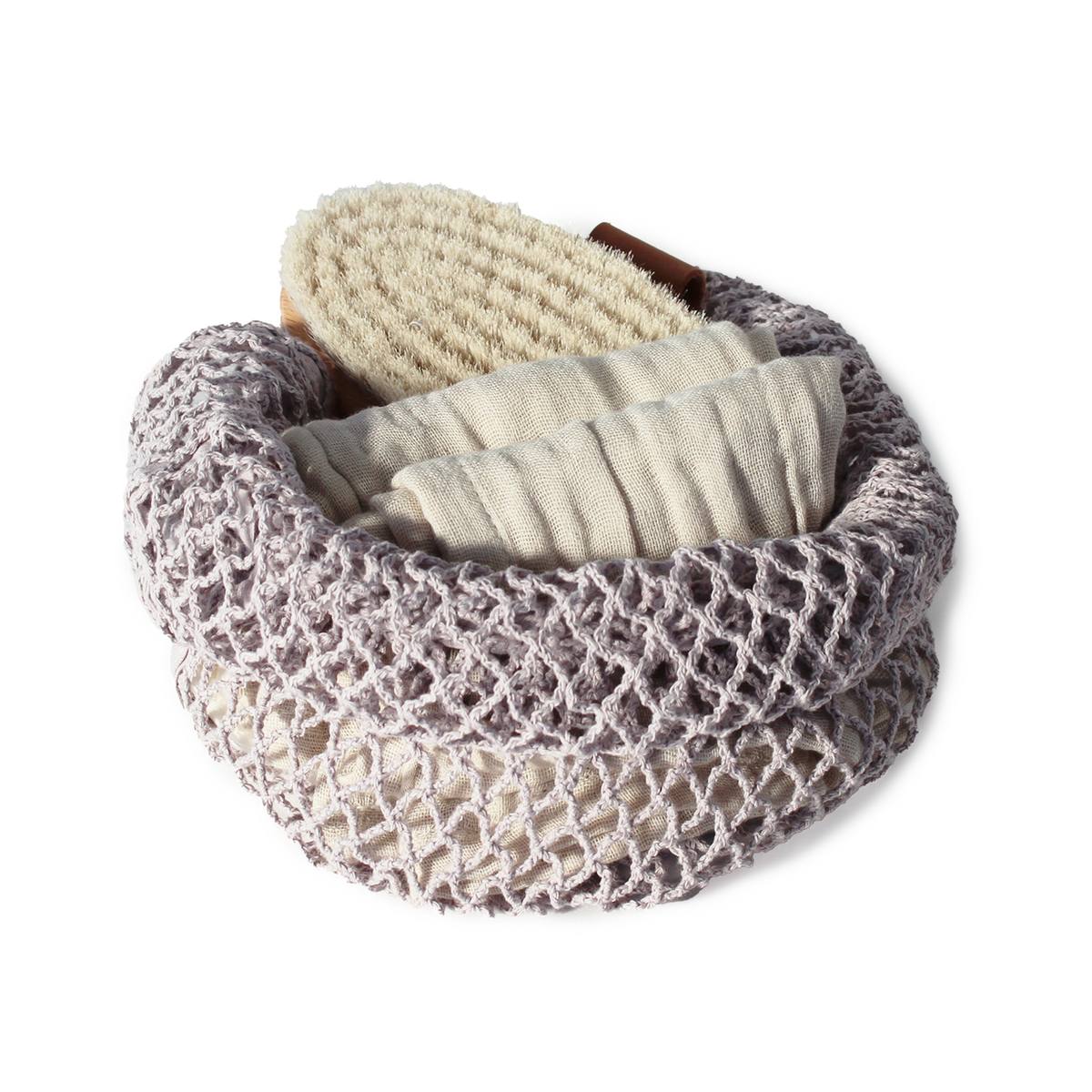 Genanvendelig netstofpose (mellem) - Støvet Lavendel