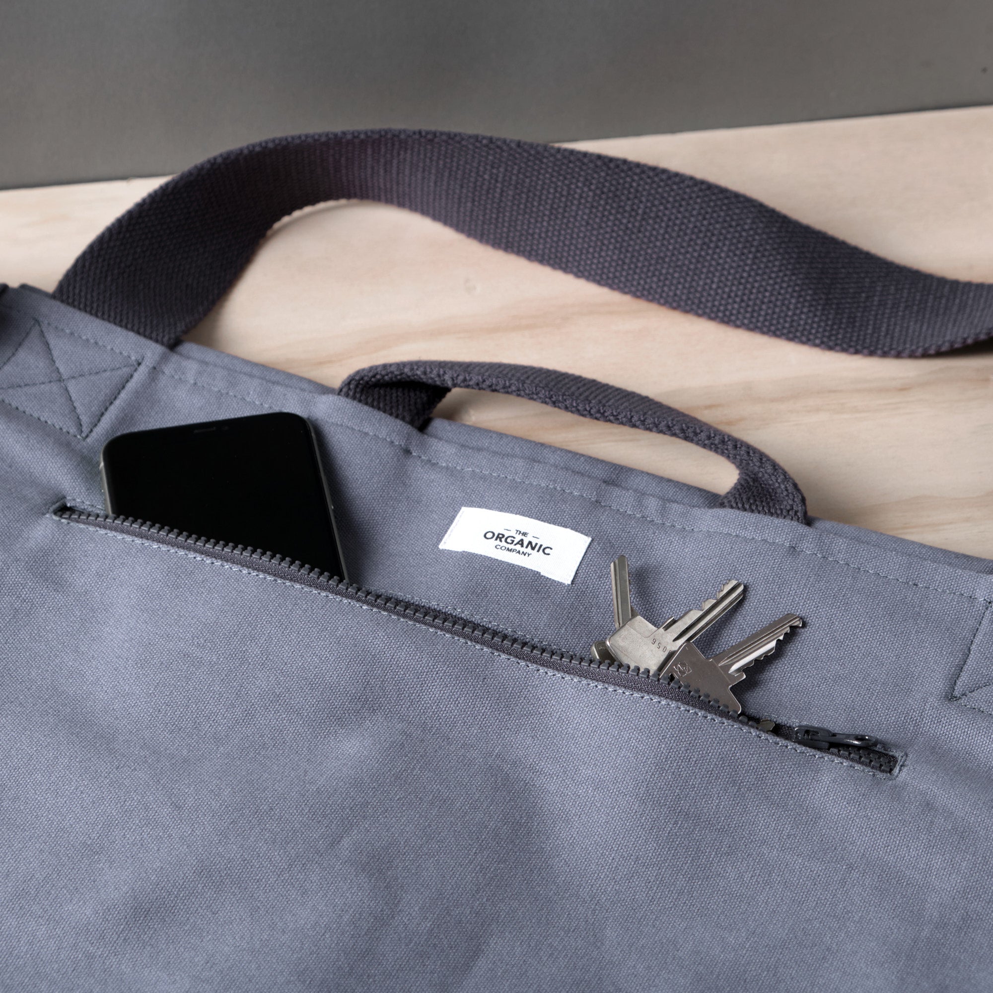 The Organic Company Big Shoulder Bag Heavy canvas 512 Hayao - grey blue