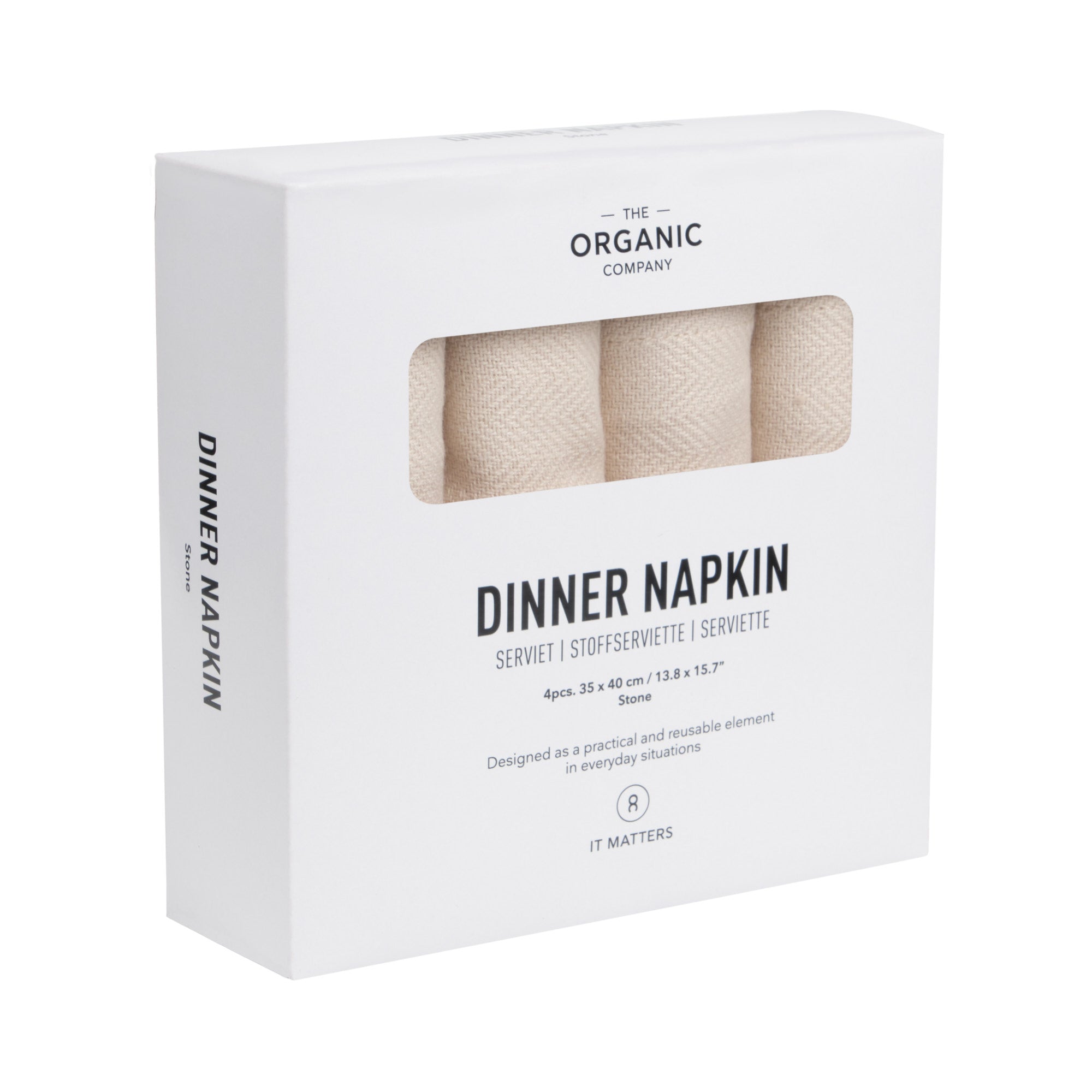 The Organic Company Dinner Napkins Herringbone 202 Stone