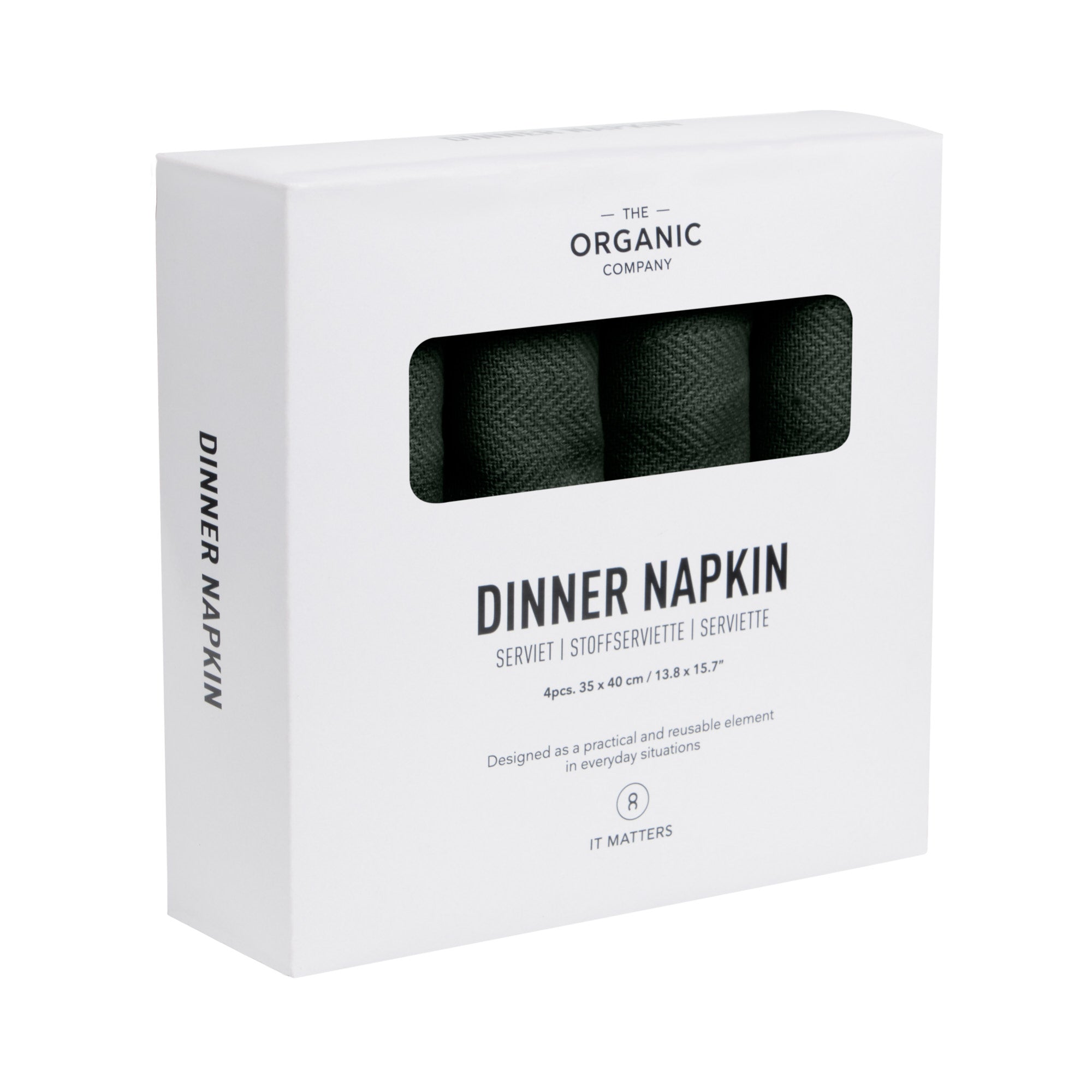 The Organic Company Dinner Napkins Herringbone 400 Dark green