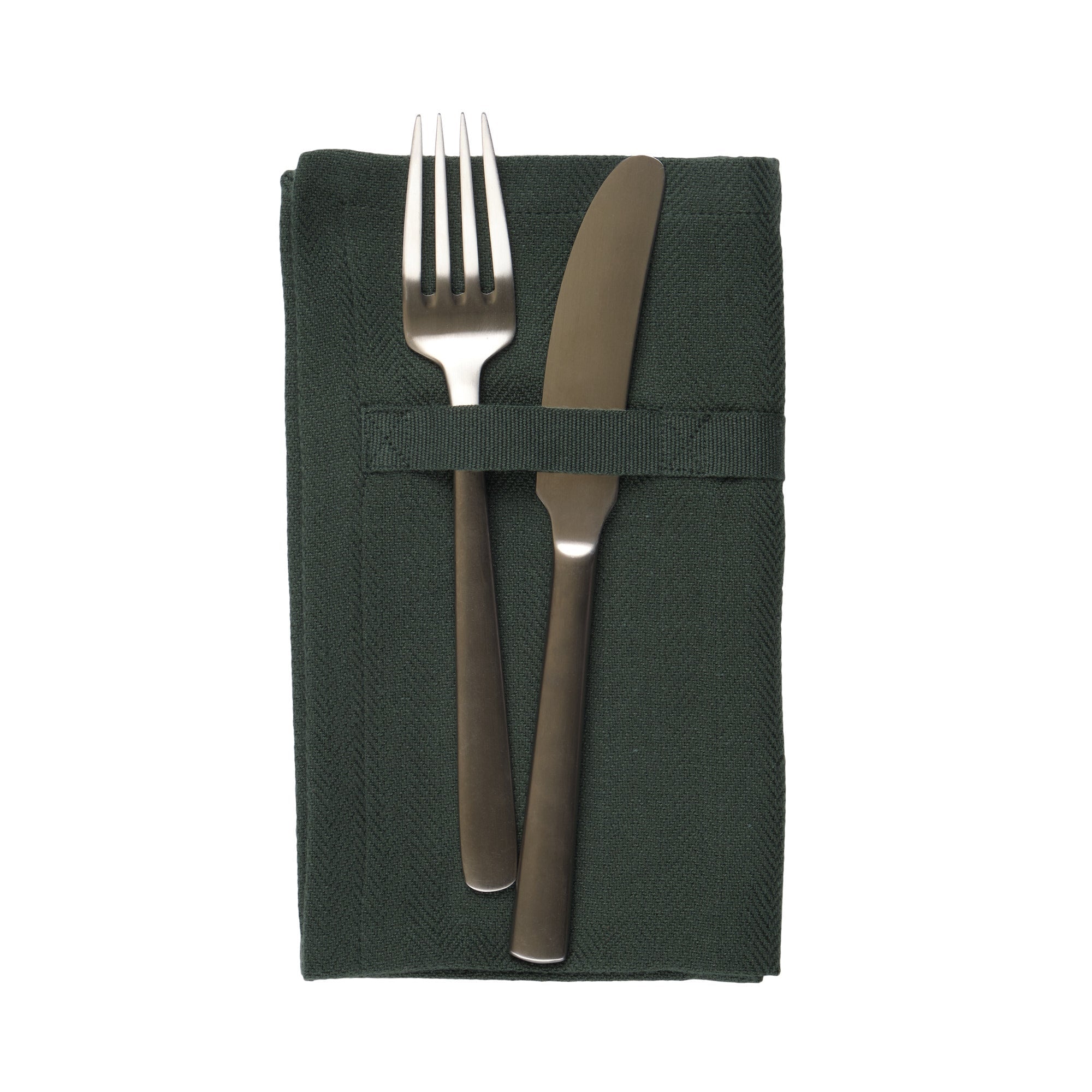 The Organic Company Dinner Napkins Herringbone 400 Dark green