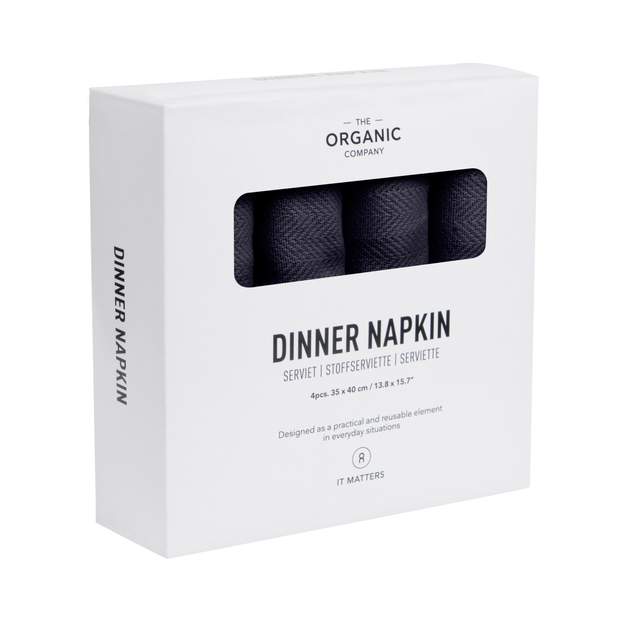 The Organic Company Dinner Napkins Herringbone 500 Dark blue