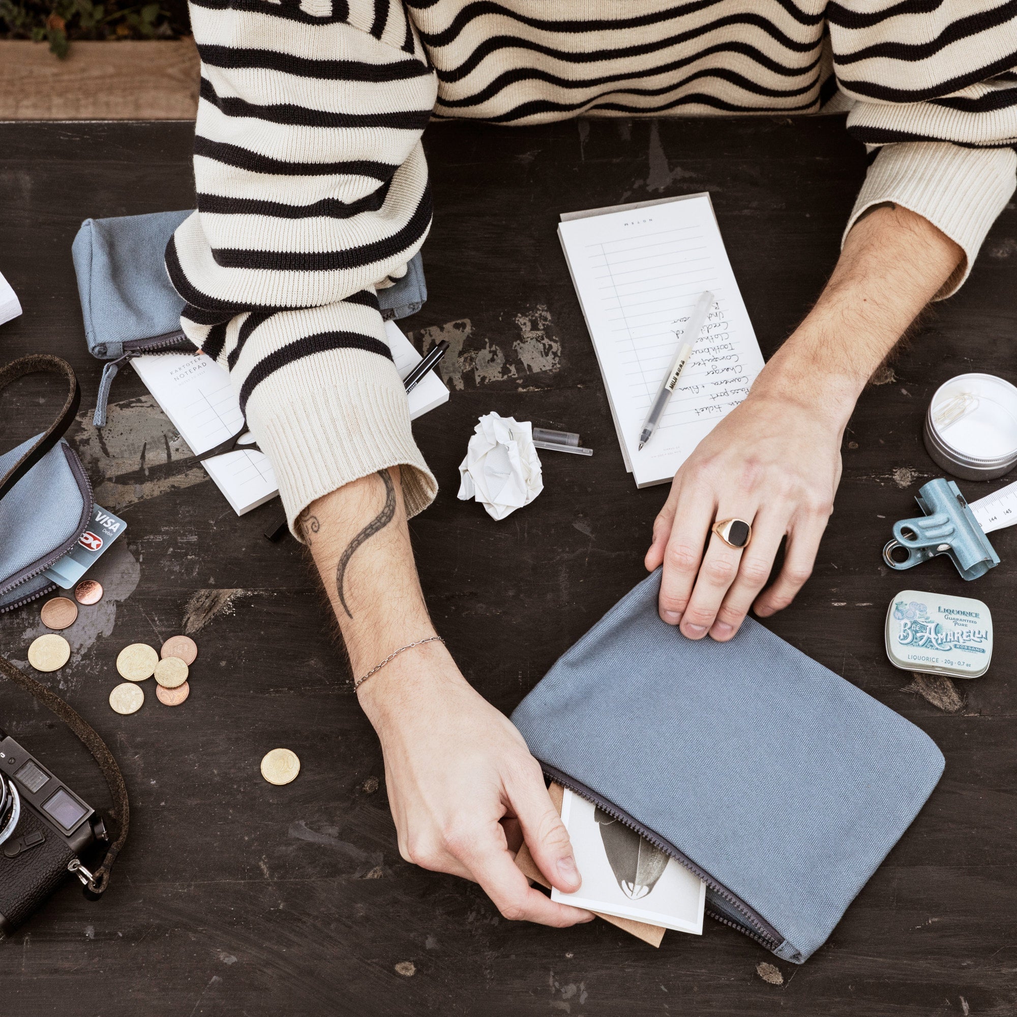 The Organic Company Pencil Case Heavy canvas 512 Hayao - grey blue