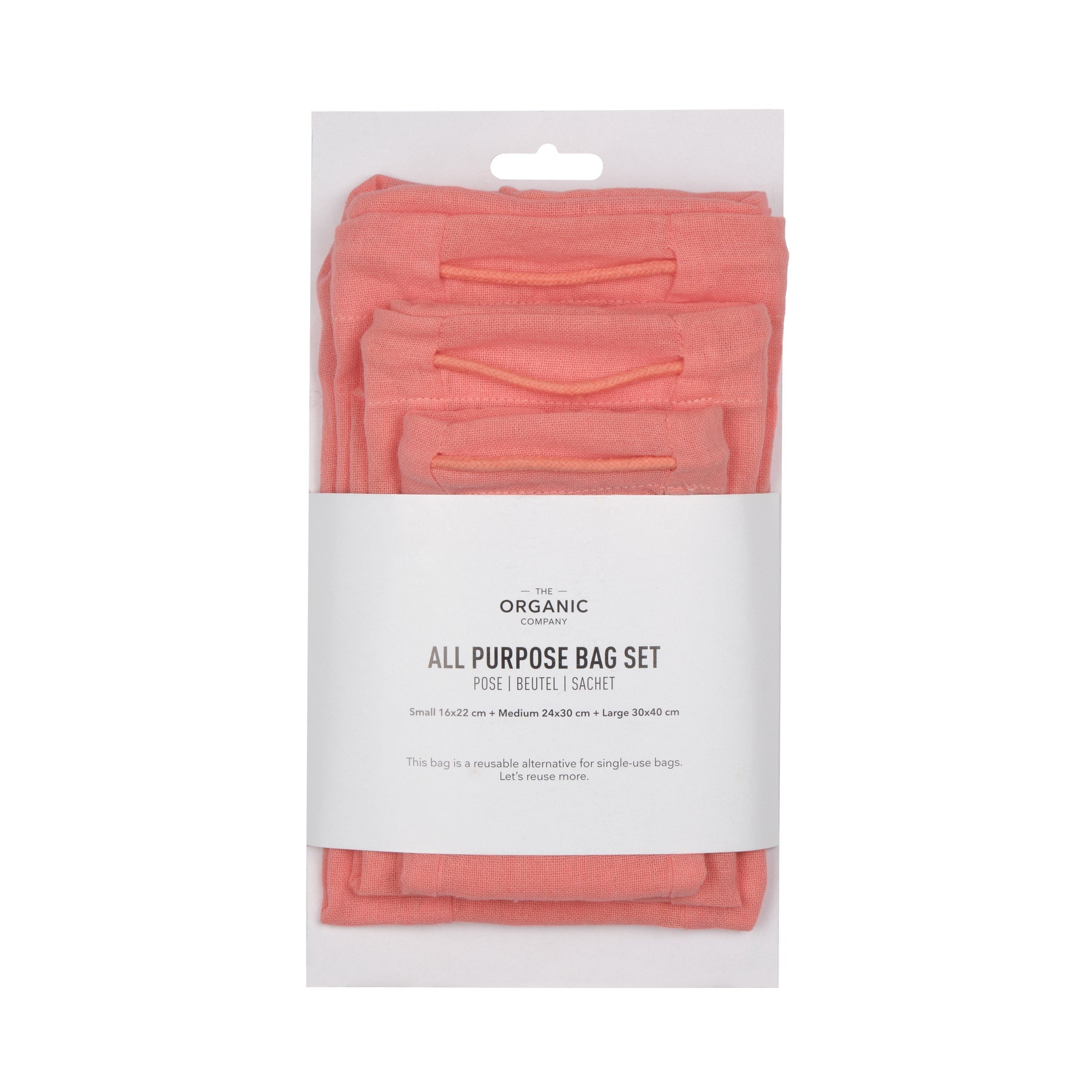 The Organic Company All Purpose Bag Set Gauze 385 Coral