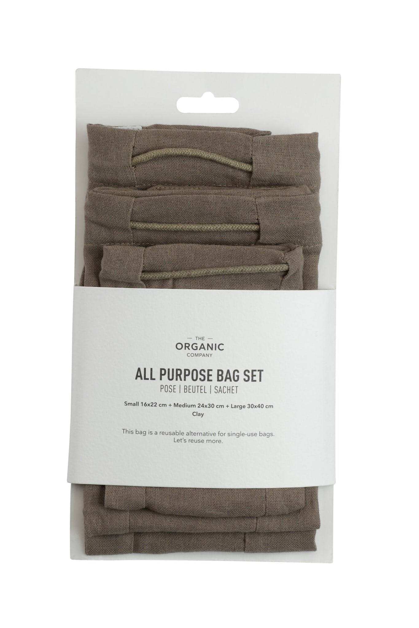 The Organic Company All Purpose Bag Set Gauze 225 Clay