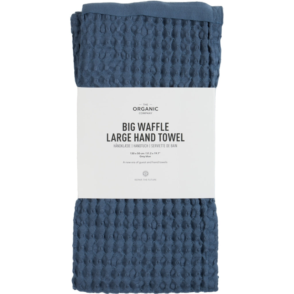 The Organic Company Big Waffle Large Hand Towel 130 x 50 cm Big Waffle 510 Grey blue