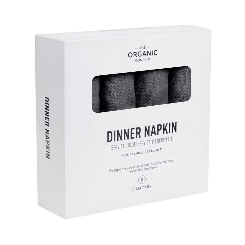The Organic Company Dinner Napkins Herringbone 110 Dark grey